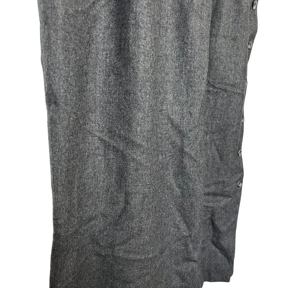 Liz Claiborne Pleated Midi Modest Vintage Gray Wool Skirt Pockets Old Money 16